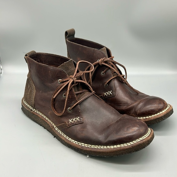 Wolverine Genuine Dark Brown Leather Chukka Boots Lionel plain toe - Picture 1 of 8